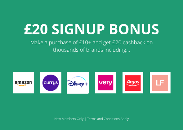 Get £20 cashback when you spend £10+