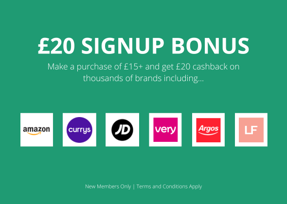 Get £20 cashback when you spend £15+