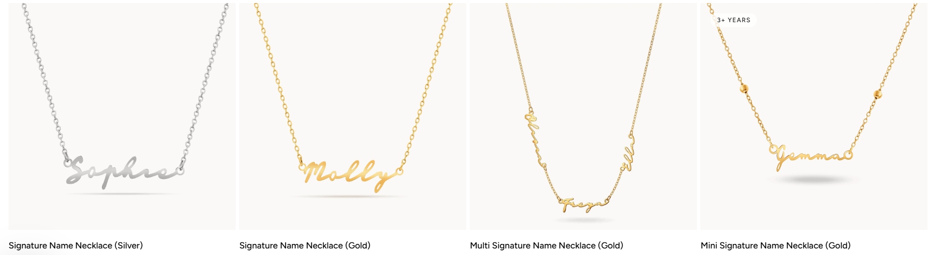 An image showing name necklaces at Abbott Lyon