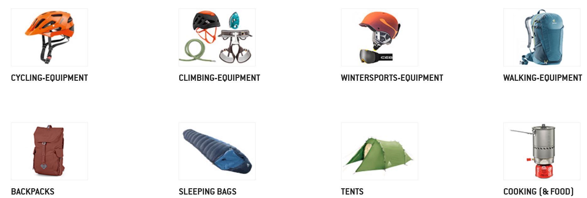 Alpinetrek equipment categories