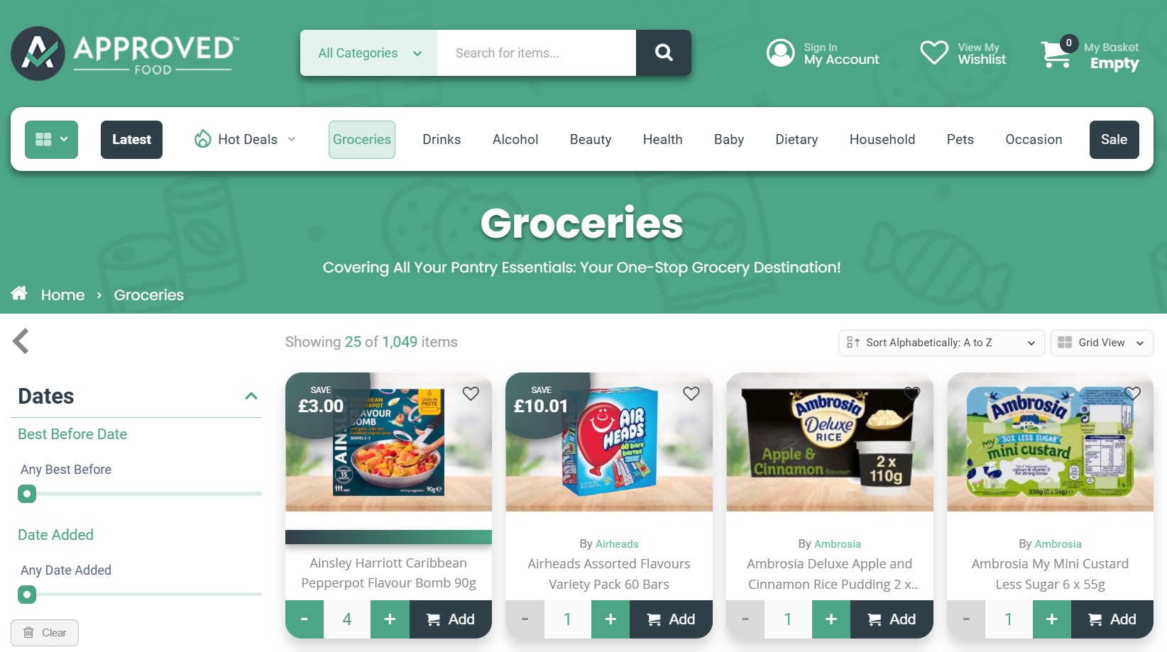 Approved Food homepage