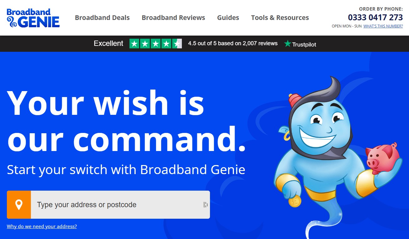 Broadband Genie homepage