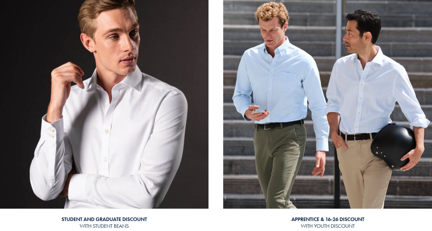 An image showing the student and young person’s discount at Charles Tyrwhitt