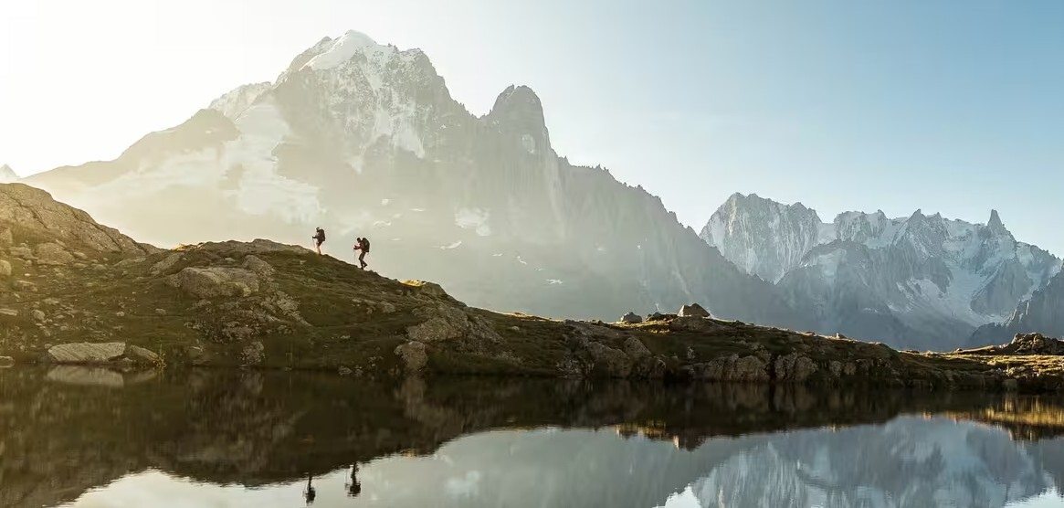 Decathlon outdoors, surrounded by mountains