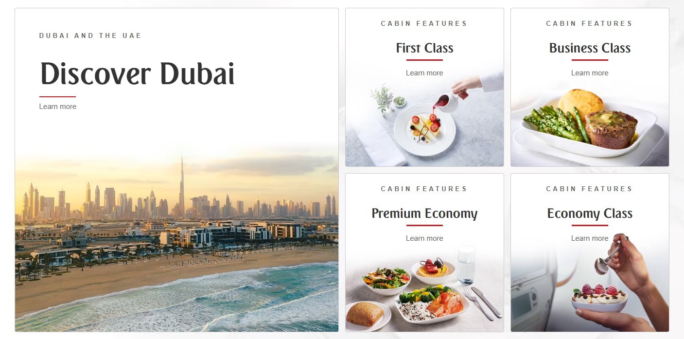 Emirates cabin features