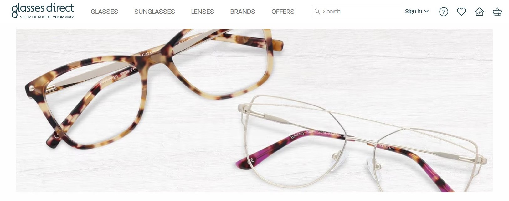 Glasses Direct homepage