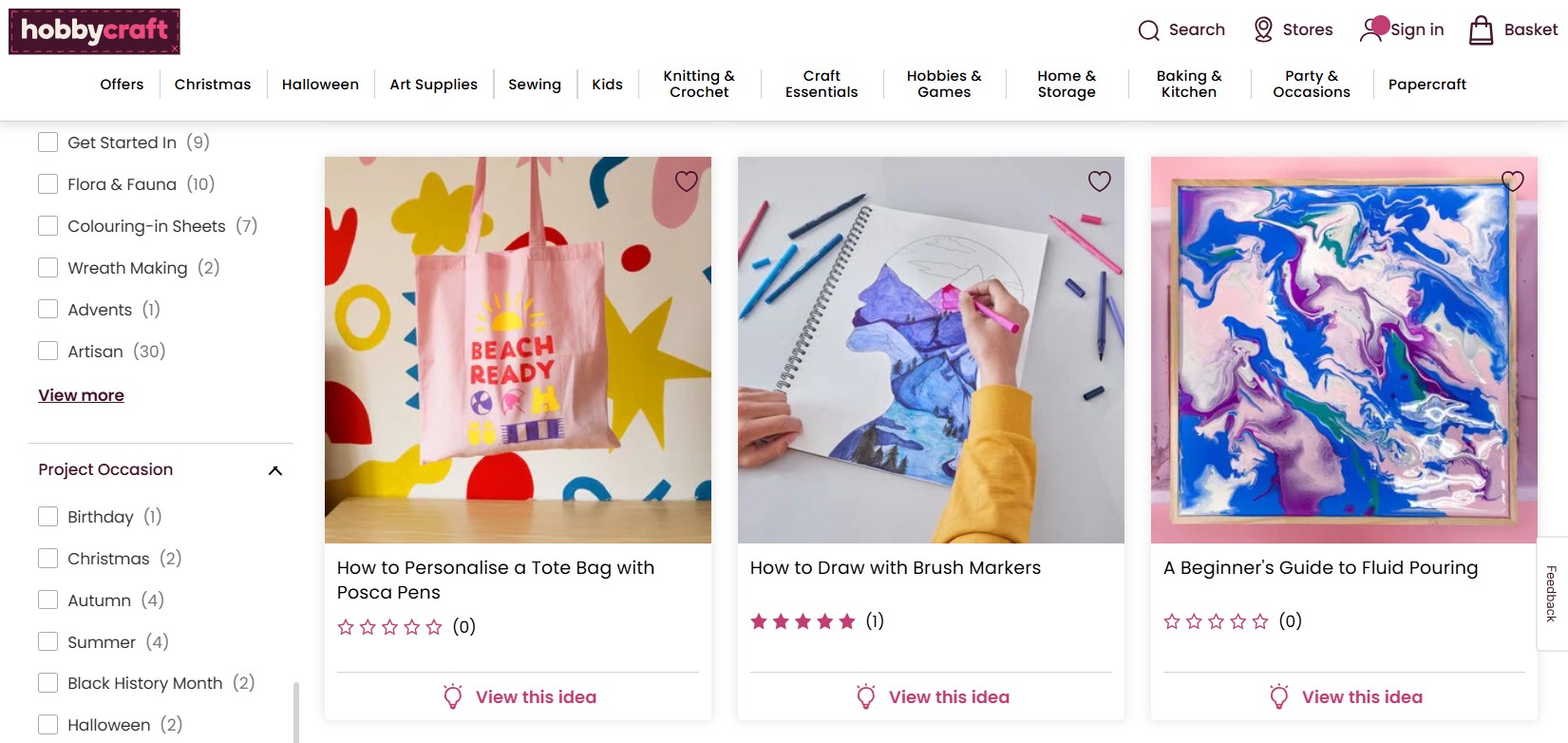 Hobbycraft homepage