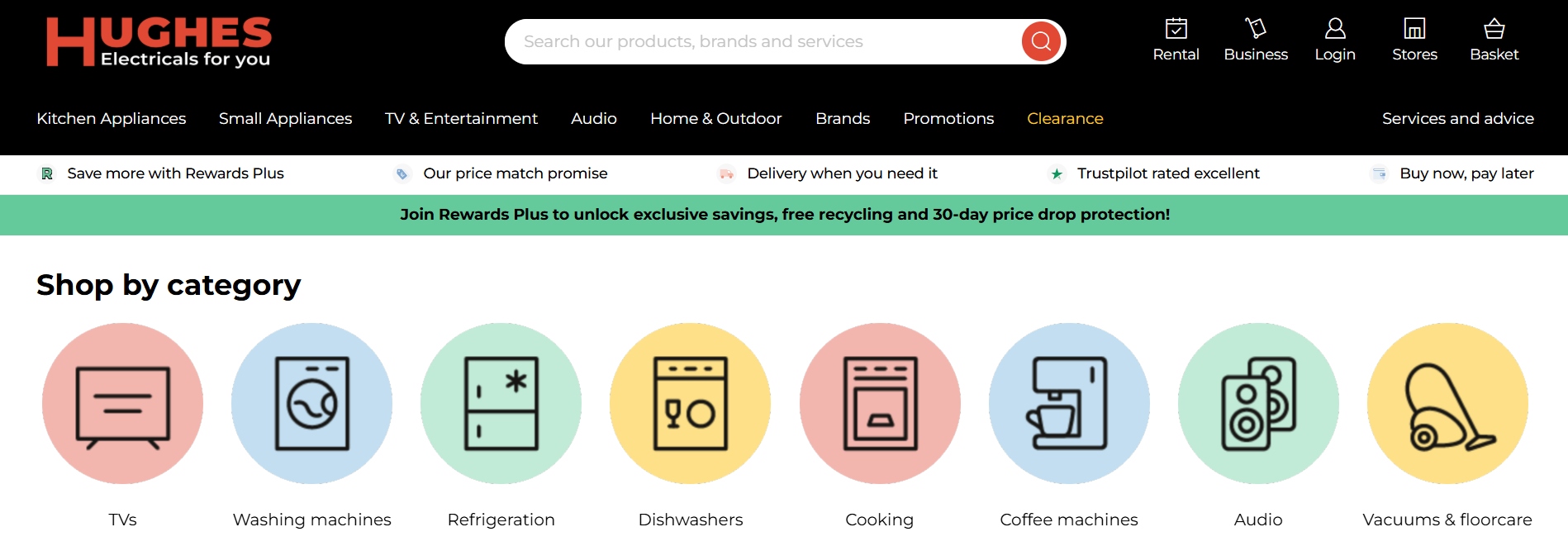 An image showing the main page of the Hughes website