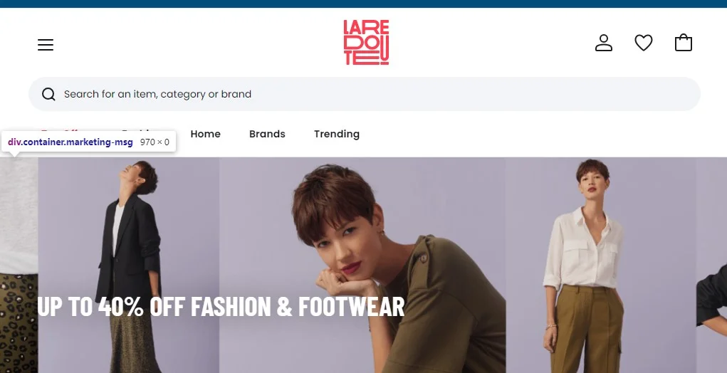 Screenshot of La Redoute homepage