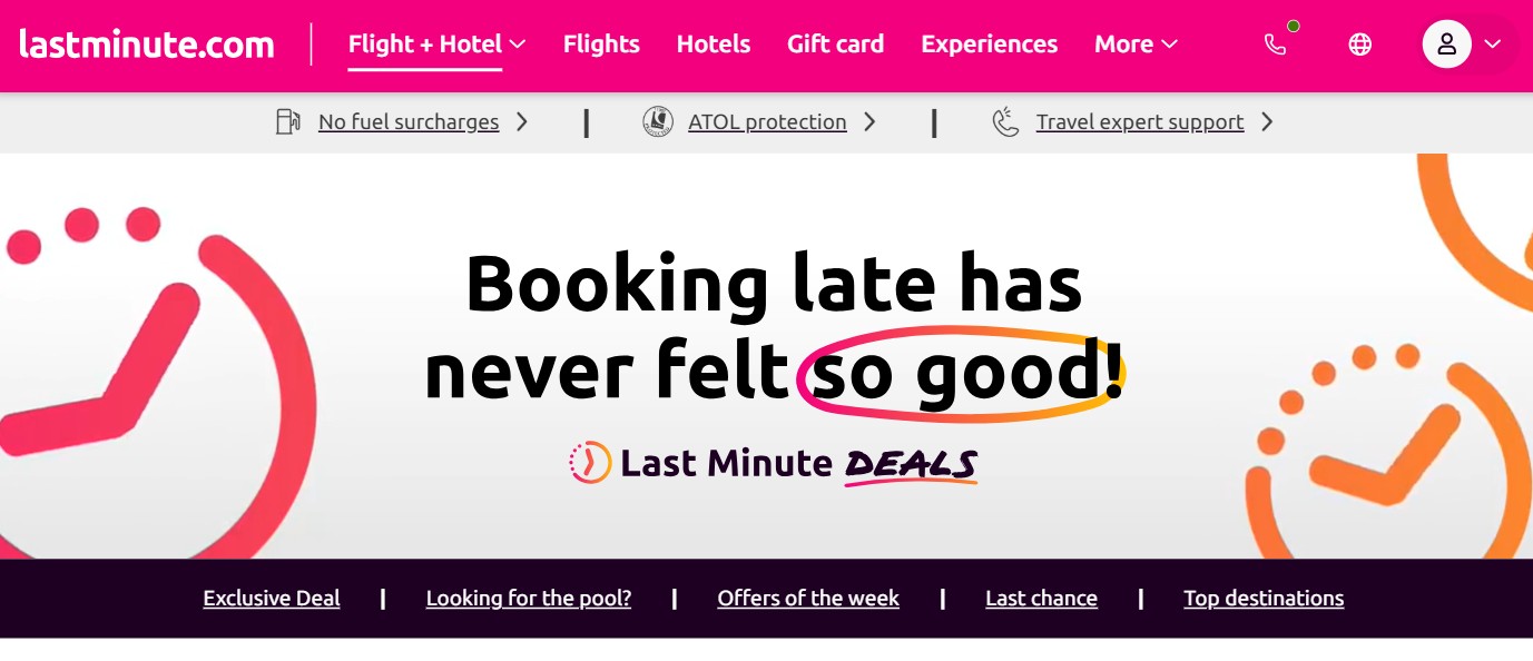 lastminute.com homepage