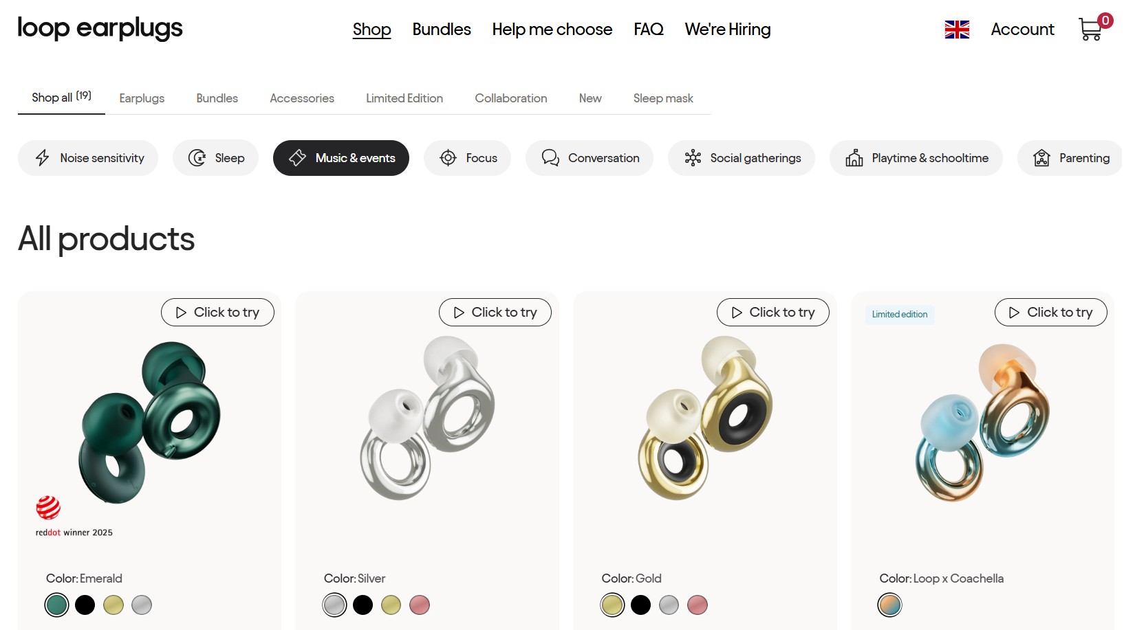Loop Earplugs homepage