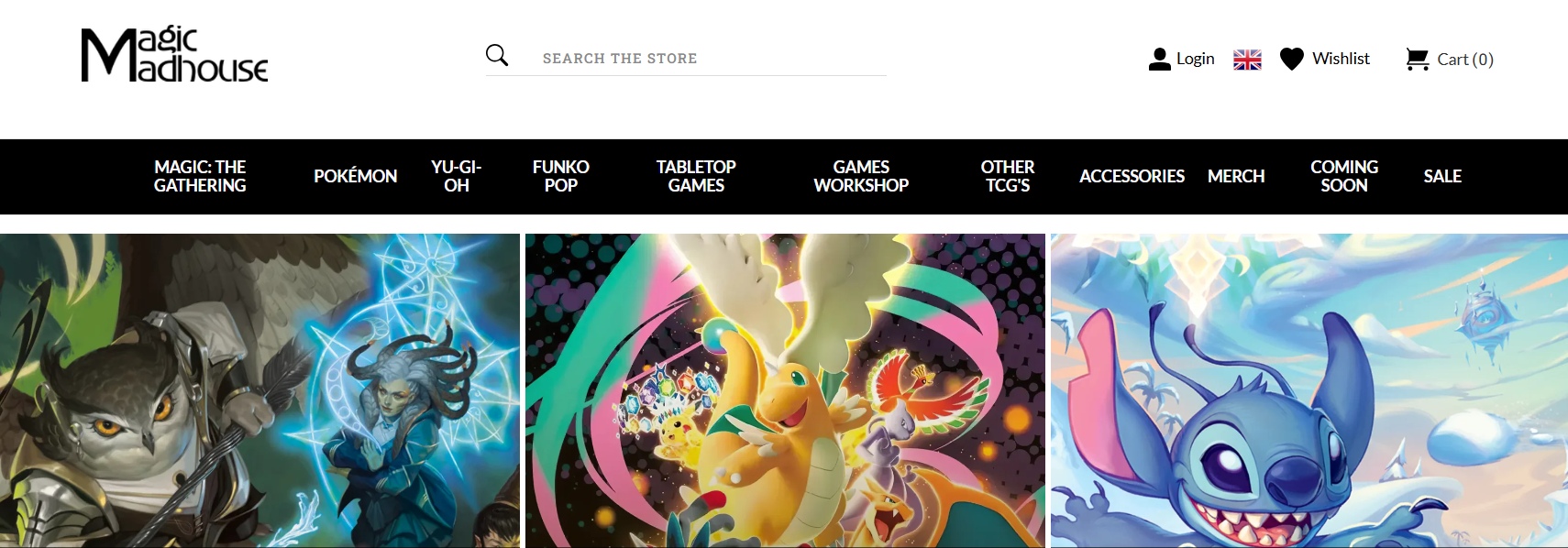 An image showing the front page of the Magic Madhouse website