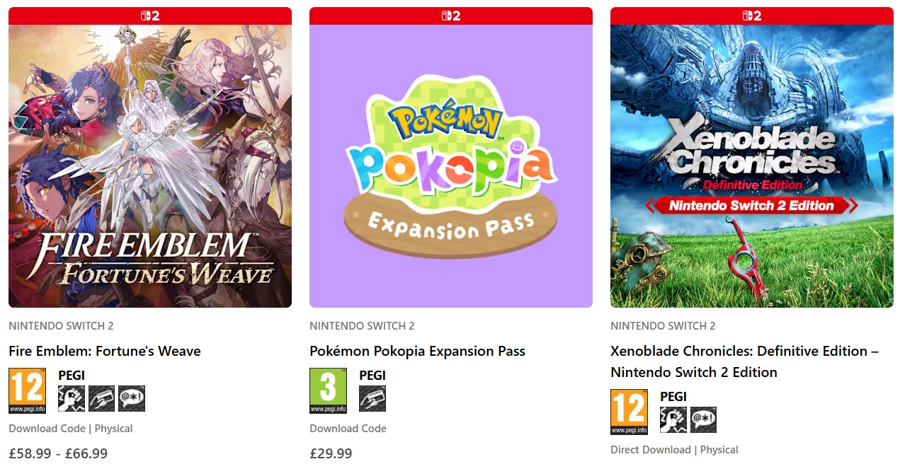 An image showing games for sale at Nintendo Store