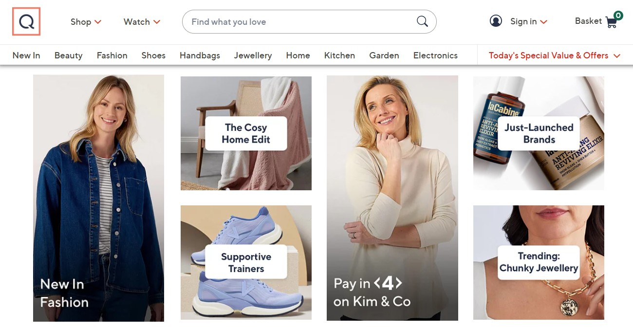 QVC homepage