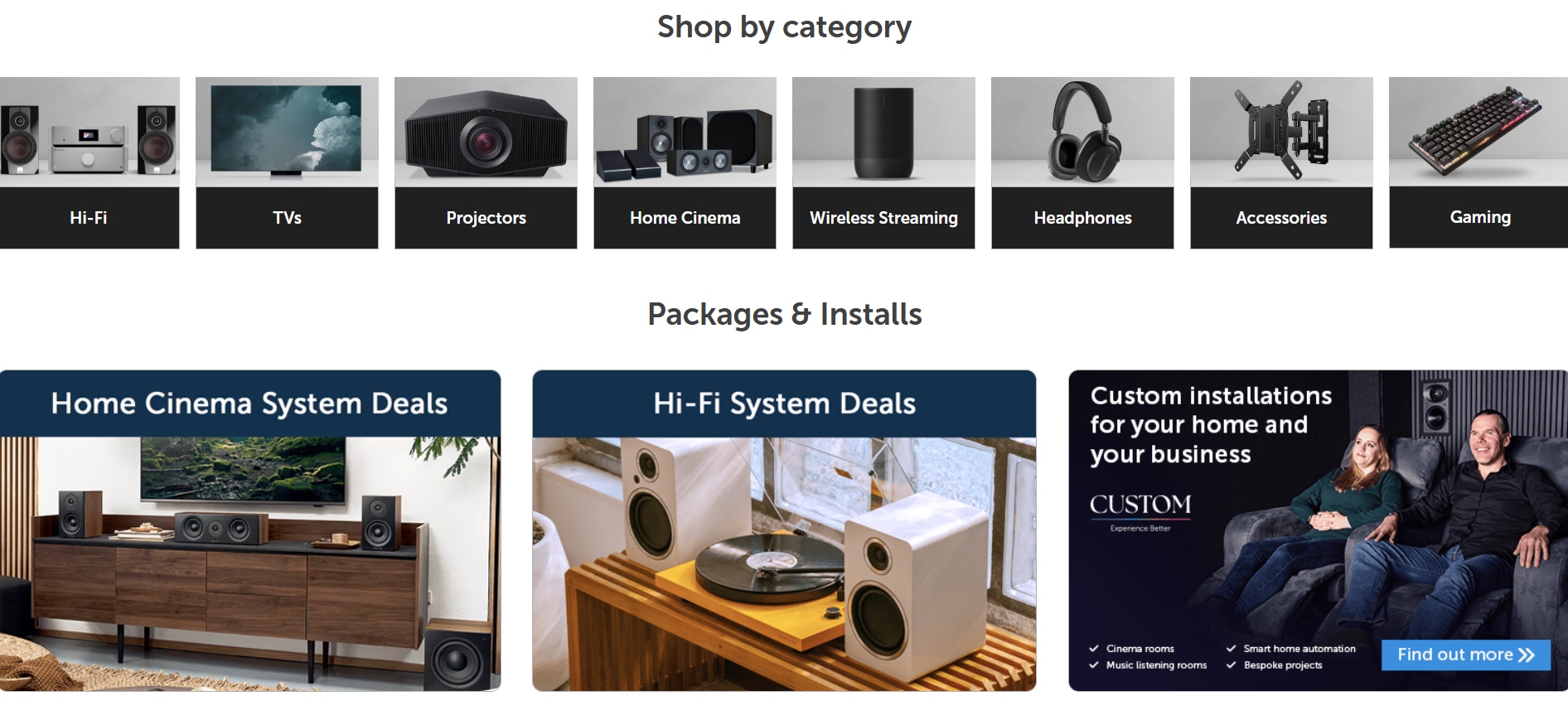 An image showing the main page of the Richer Sounds website