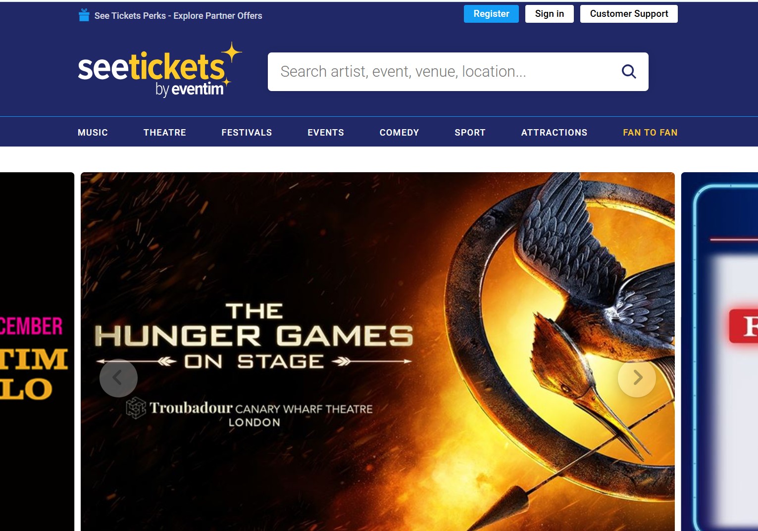 See Tickets homepage