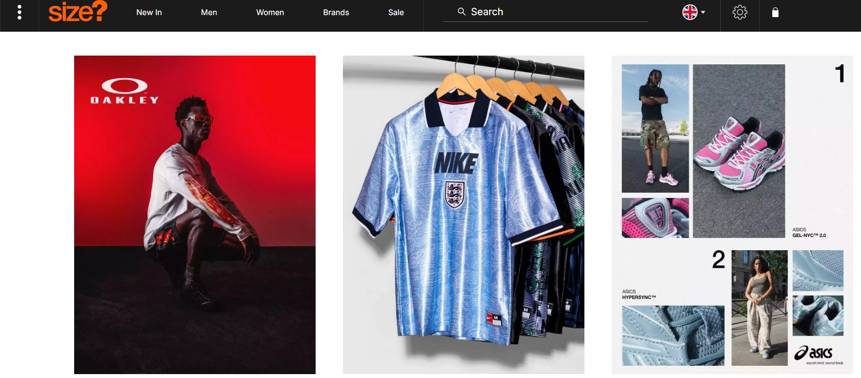 An image showing the homepage of the size? website