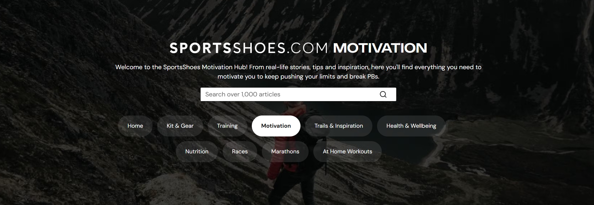 An image showing the advice categories on SportsShoes