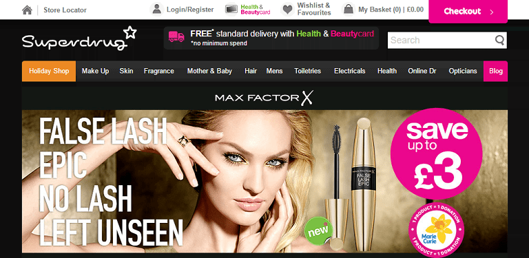 Superdrug Homepage Screenshot
