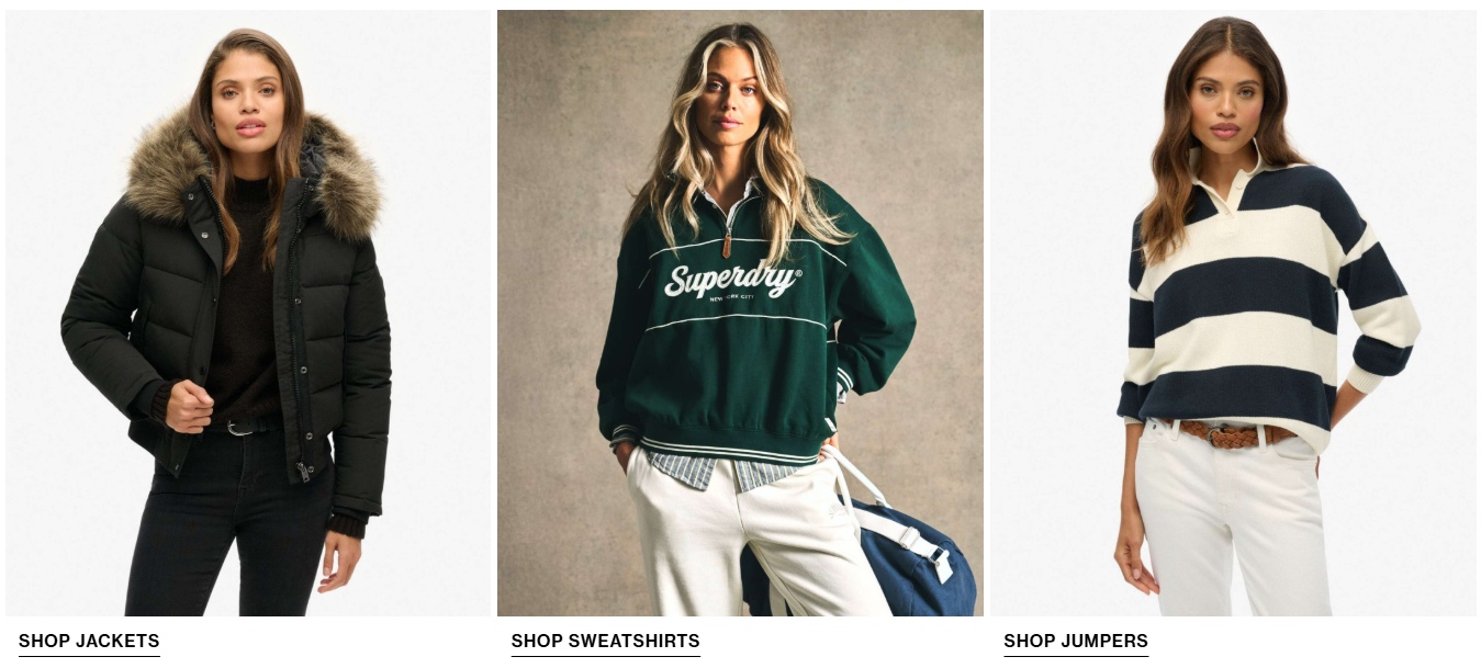 Superdry clothing categories