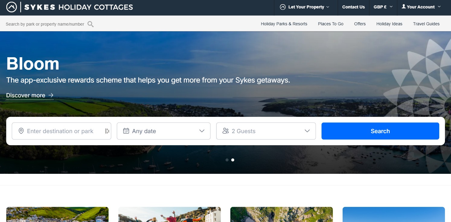 Sykes Cottages homepage