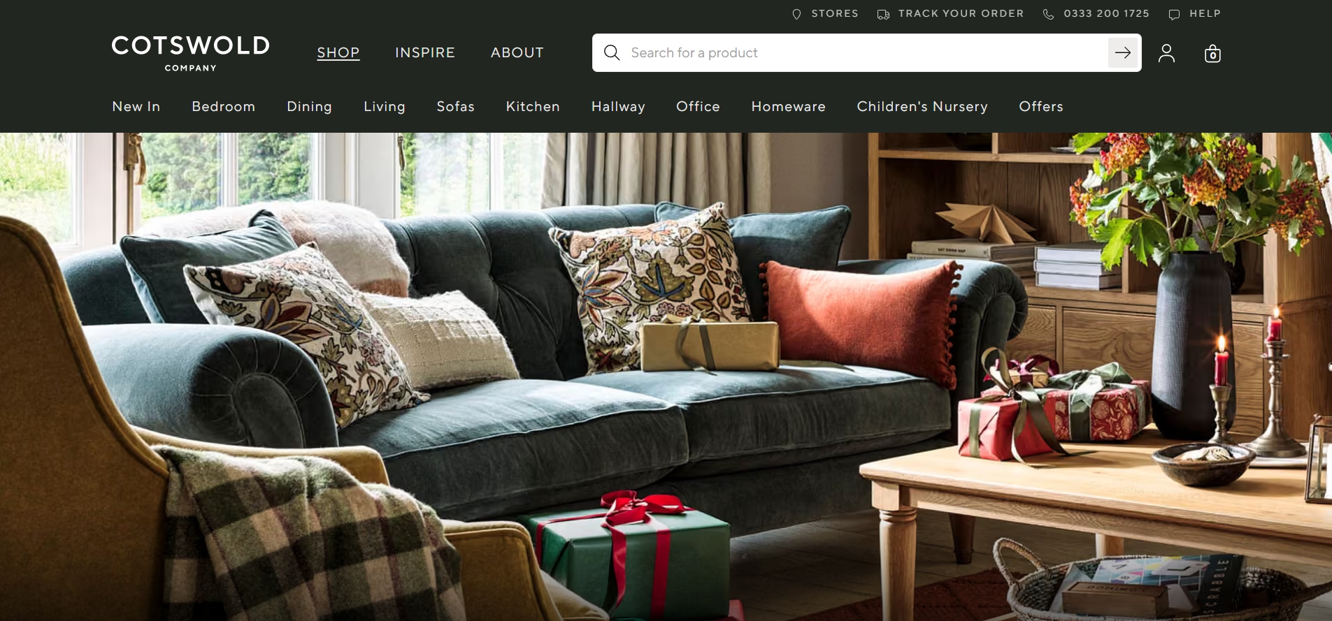 An image showing the main page of The Cotswold Company website