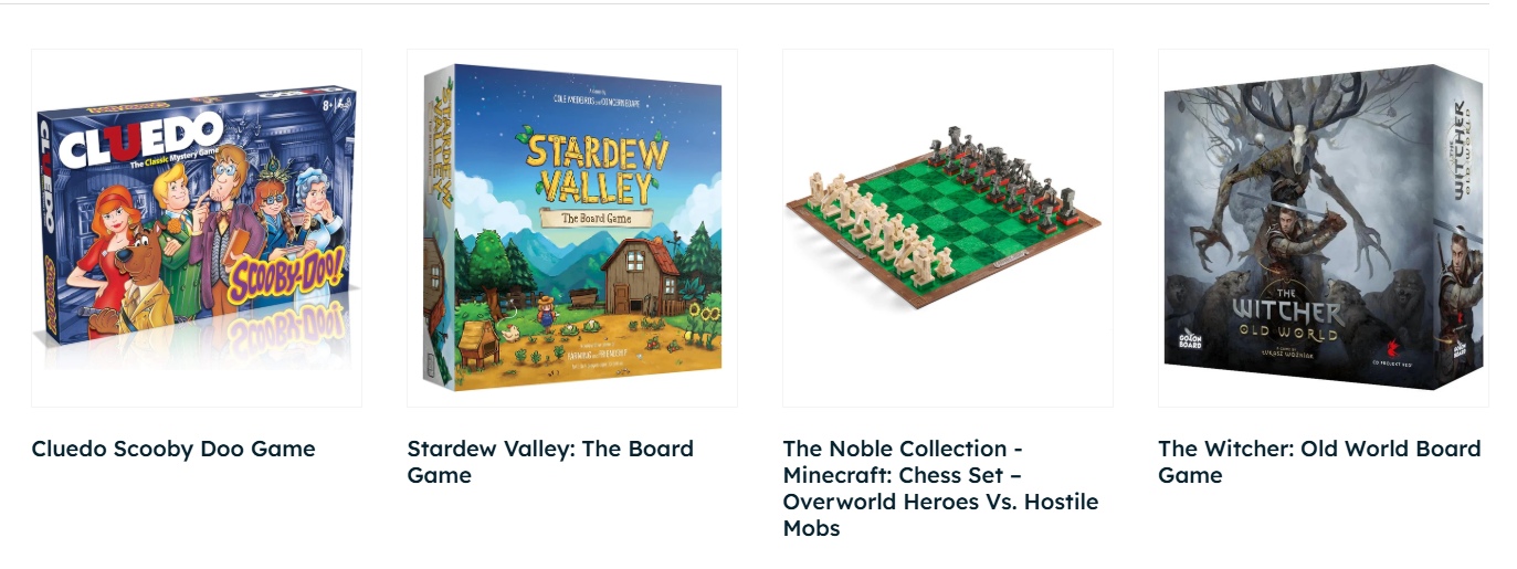 An image showing board games for sale at The Game Collection