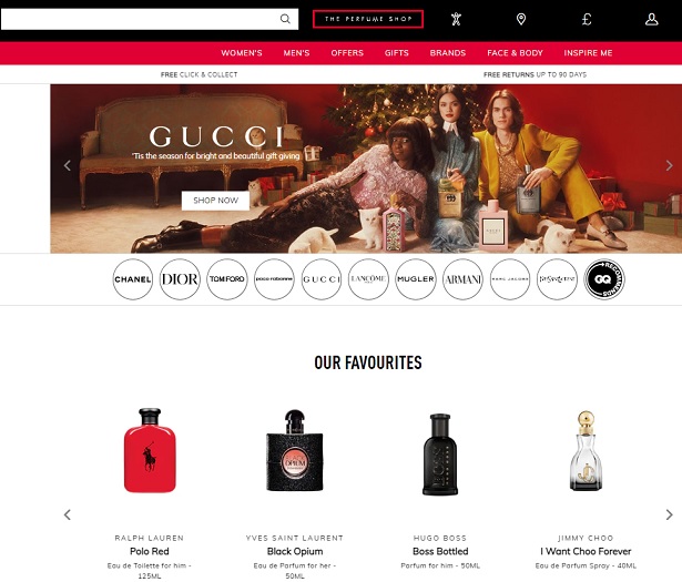 The Perfume Shop Homepage Screenshot