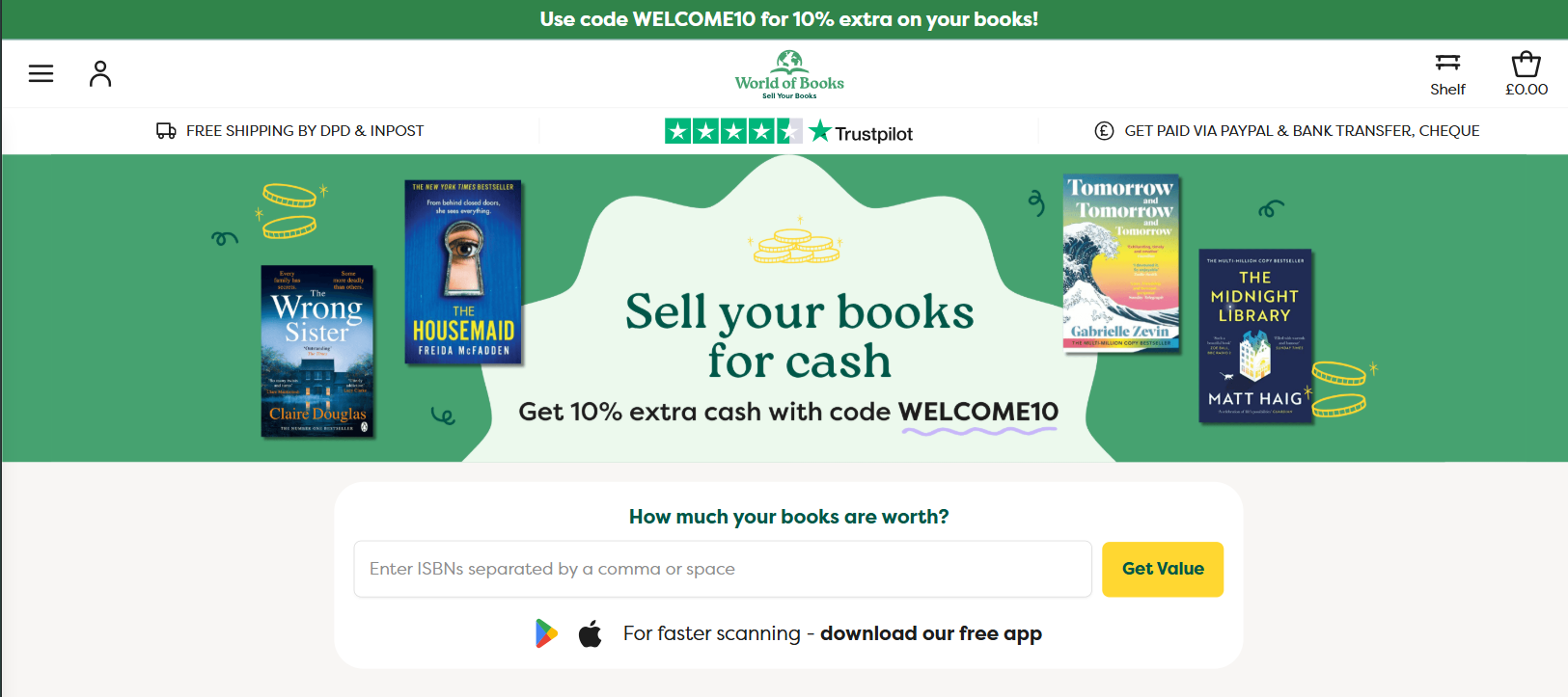 World of Books Sell homepage
