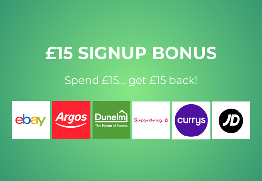 Get £15 cashback when you spend £15+